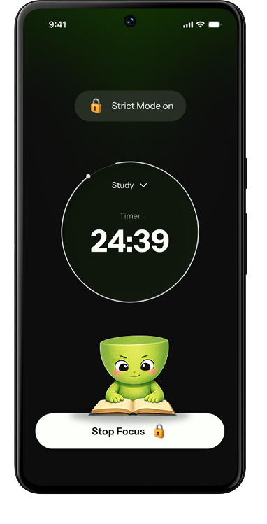 Regain focus session with Strict Mode on and a 24:39 study timer